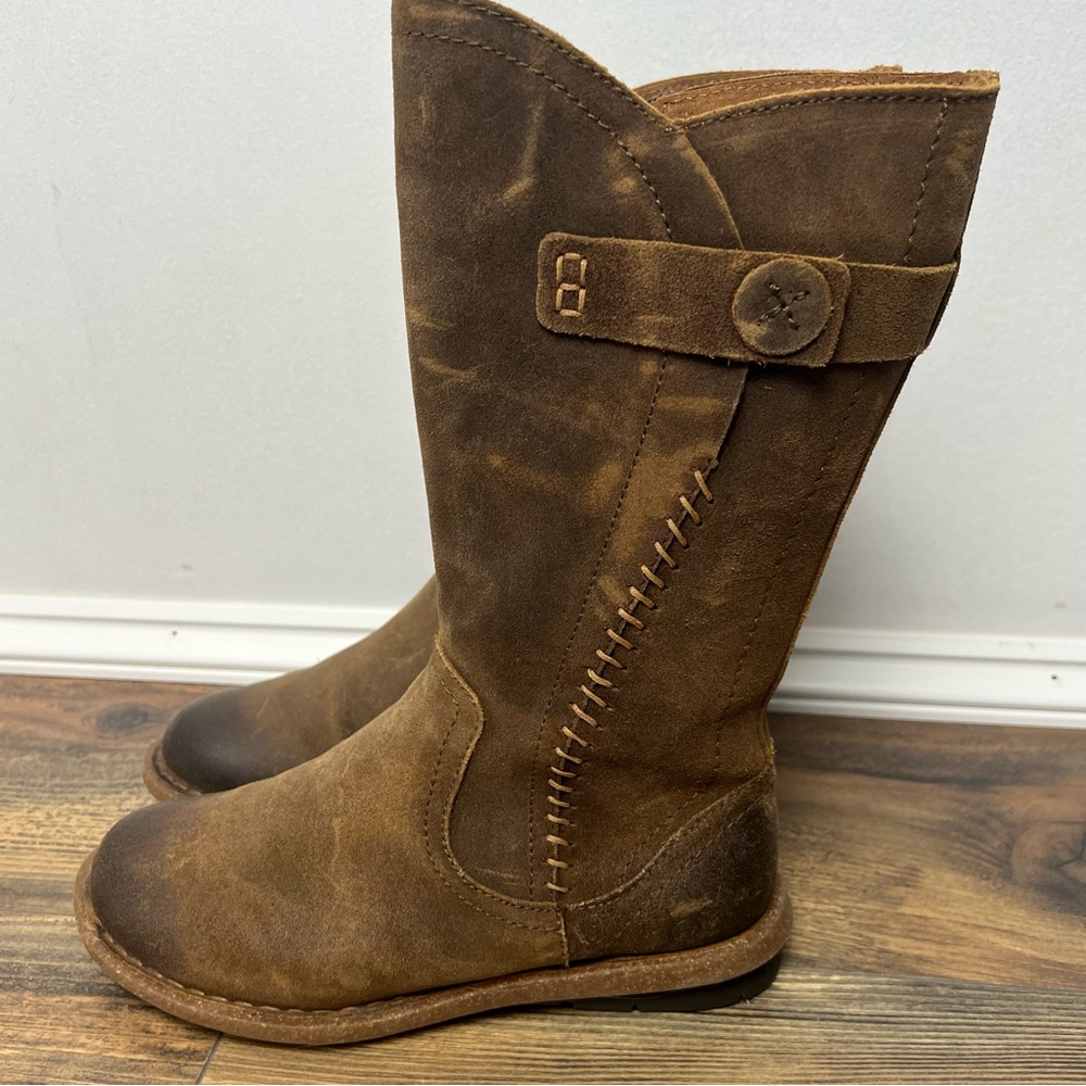 BORN Women's Tonic Rust Distressed Boot Sz 7/38 Suede Leather Zipper round Toe - Picture 5 of 16